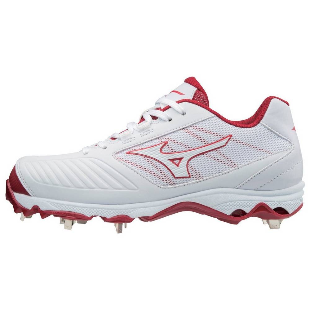 Mizuno Women's 9-Spike Advanced Sweep 4 Low Metal Softball Cleats White/Red (320569-IEX)